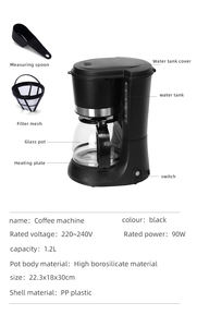 <span class=keywords><strong>Cafetera</strong></span> eléctrica de <span class=keywords><strong>goteo</strong></span> de 1200ml para el hogar, máquina de café con <span class=keywords><strong>filtro</strong></span> lavable <span class=keywords><strong>permanente</strong></span> - Product Image 5