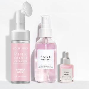 Bộ sản phẩm chăm sóc da mặt dưỡng ẩm làm đầy da nhãn hiệu riêng: Sữa rửa mặt, tinh chất nước hoa hồng, kem dưỡng da, bộ chăm sóc da hồng mây - Product Image 2