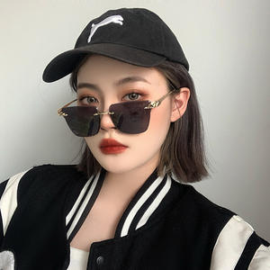 Gafas de sol de lujo con cabeza de leopardo de metal para mujer, UV400, sin montura, en negro, gris, rosa y azul, clase 2, estilo europeo. - Product Image 3