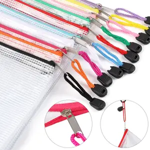 Mesh Zipper Pouch Document Bag mit Etiketten Plastic Zip File Folders in 16 Farben Letter Size Zipper Bags zum Organisieren