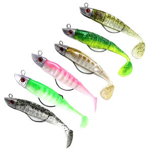 เหยื่อตก<span class=keywords><strong>ปลา</strong></span>แบบนิ่ม T Tail พร้อมหัวจิ๊ก เหยื่อปลอมแบบนิ่ม มีเอฟเฟกต์เรืองแสง ตัวเบ็ดมีเงี่ยง สำหรับ<span class=keywords><strong>ปลา</strong></span>ตัวใหญ่ - Product Image 1