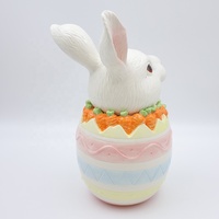 Ensemble de pots à nourriture en céramique faits à la main pour la cuisine, avec des motifs de conte de fées, de Pâques, de carottes, de lapins et d'œufs