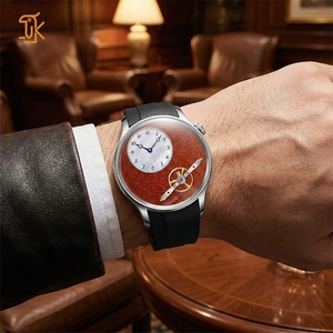 Relojes Automáticos de Lujo con Esfera de Aventurina Roja y Escape de Rueda de Equilibrio Mecánico, MOQ Bajo, Fabricante de Diseño y Logotipo Personalizados - Product Image 2
