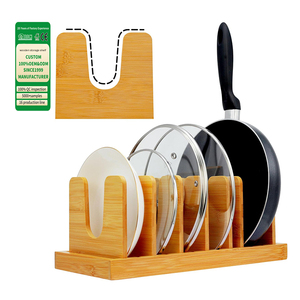 Support extensible et réglable pour couvercles de <span class=keywords><strong>casseroles</strong></span> en bambou, organisateur de <span class=keywords><strong>casseroles</strong></span> et poêles sous l'armoire pour la <span class=keywords><strong>cuisine</strong></span> - Product Image 1