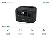 Station d'alimentation portable N099 300W 288Wh LiFePO4, générateur solaire pour le camping, les activités de plein air et les situations d'urgence
