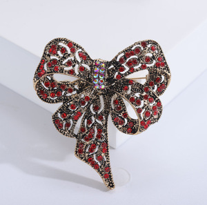 Broche de Aleación de Lujo con Forma de Lazo, Estilo Europeo Americano, Chic y Moderno, con Incrustaciones de Diamantes de Imitación Coloridos, Unisex, para Bodas - Product Image 2