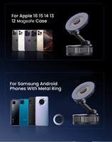 Support magnétique pour téléphone à ventouse, rotation à 360°, flexible, portable, pliable, pour pare-brise, tableau de bord, bureau, miroir, surfaces lisses