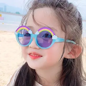 Lunettes de soleil pour enfants, adorables, rondes, couleurs à bonbons, arc-en-ciel, pour filles, nouveau produit,