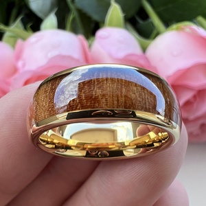 Coolstyle Jewelry anello in carburo di tungsteno dorato da 8mm per uomo donna fede nuziale di fidanzamento di moda Koa intarsio in legno Comfort <span class=keywords><strong>Fit</strong></span> - Product Image 4