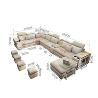 Canapé modulaire de luxe en flanelle avec rangement et table d'appoint musicale, 3 à 7 places, pour salon - Offre spéciale