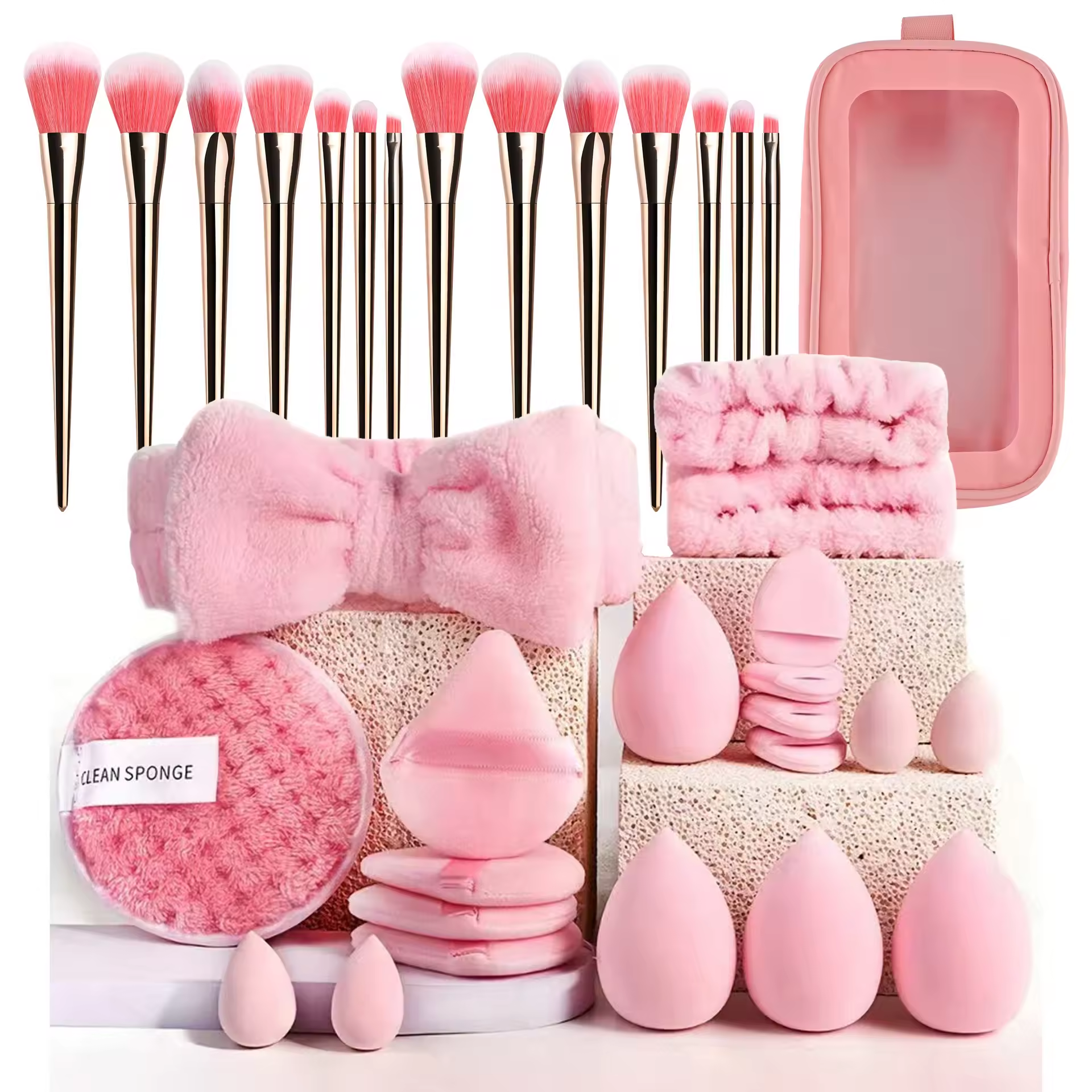 Ensemble 35 pièces en or rose + sac à main