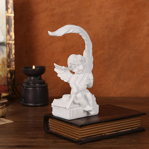 Estatuas de ángeles de resina de Mystic Arts con alas de plumas, decoración de estilo europeo para sala de estar, oficina, escritorio, regalo. - Product Image 4