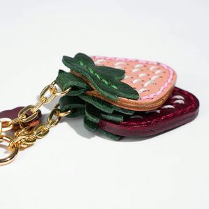 DIY Handmade PU Leather Strawberry Keychain No Worries Series Bag Charm Handmade Gift Bag Charms Accessories - Product Image 3