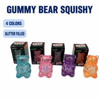 Jouet Squishy Oursons Gommeux Super Doux Anti-Stress à Presser Remplis de Paillettes, Boîte de Présentation de 12 Pièces pour Enfants de 3 Ans et Plus