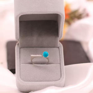 Bagues pour femmes en argent sterling classique de style 2025 avec pierre ronde en turquoise certifiée CMA pour la vente en gros - Product Image 4