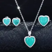 Бесплатная доставка, женские синие серьги, ожерелье из циркона, кольцо, маленькие серьги в форме сердца для женщин, ювелирные изделия