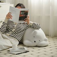 Canapé paresseux Ours polaire, siège individuel en forme d'animal mignon, chaise de sol design en forme d'ours en peluche pour salon et chambre