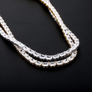 European American for <b>Cross</b>-border Square Bracelet Hip-hop Necklace Tennis <b>Chain</b> Unisex Personalized Design - Product Image 3