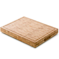 36X23X3Cm Eindgraan Snijplank Extra Grote Dikke Charcuterie Slager Blok Bamboe Snijplank Zijhandvat Sapgroef