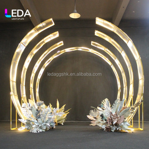LEDA Multi Layer Curved LED Light <b>Arch</b> Backdrop <b>Metal</b> <b>Frame</b> Adjustable Folding Wedding Background Aisle Decoration Event Banquet - Product Image 1