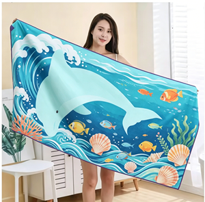 ผ้าเช็ดตัวชายหาดลายเต่าสำหรับผู้ใหญ่ ผลิตจากไมโครไฟเบอร์โพลีเอสเตอร์เนื้อกำมะหยี่สองด้าน ซึมซับน้ำได้ดี แห้งเร็ว เหมาะสำหรับว่ายน้ำและอาบน้ำ - Product Image 4