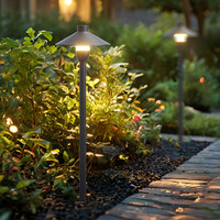 Lampe LED d'extérieur à piquet, style champignon, câblée, étanche IP55, en aluminium, blanc chaud 3000K, faisceau 360°, pour aménagement paysager