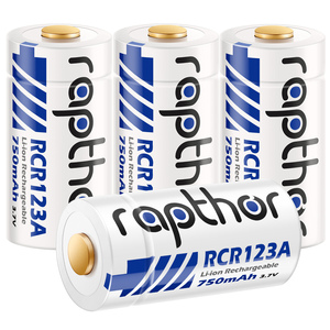 Литиевые аккумуляторы Rapthor 3.7V <span class=keywords><strong>CR123A</strong></span>, 750 мАч, перезаряжаемые, совместимые с камерами Arlo, фонариками, умными датчиками (4 шт.) - Product Image 1