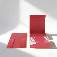 Boîtes cadeaux magnétiques personnalisées imperméables rouges, motif abstrait géométrique, emballage en papier rigide pliable, personnalisable