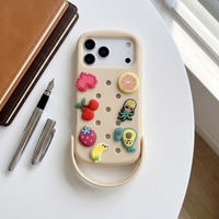 Coques de téléphone 3D DIY pour iPhone 17 16 15 13 14 Pro Max – Dessins animés amusants, silicone souple, trous et breloques compatibles avec tous les modèles