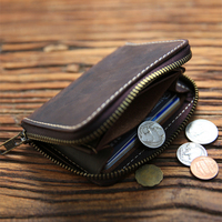 Grosir Pabrik dompet kulit asli Crazy Horse dompet kulit asli buatan tangan pria gaya Vintage sederhana dompet kulit Full Grain