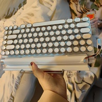 Wireless Hot Swappable RGB Backlit Mechanical Keyboard Rechargeable Spanish 83-Key Retro Punk Keycaps Gaming Mechanical Keyboard