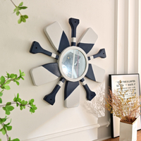 Miroir mural rustique en MDF fait main, écologique, avec cadre en forme d'aviron, épaisseur 3,5 cm, vente en gros INNOVA, fabricant