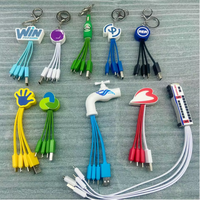 Cable de Carga Rápida 3 en 1 con Etiqueta de Nombre Personalizada y Logotipo, Llavero con Cargador USB Multipuerto para Computadora e Impresora