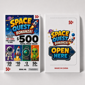 Full Color Print Popular Custom Die Cut One Windows Astronaut Theme Pull Tab Cards Security Printing Tear Off Card - Product Image 2