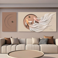 Peinture décorative pour salon, tableau mural moderne et élégant pour fond de canapé, toile rectangulaire haut de gamme à motif de poisson