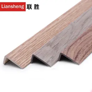 PVC wood grain flooring trim plastic L- shaped floor edge banding plastic profile floor edging strips