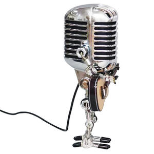 Home Decoration Lamp Retro Vintage Metal Microphone Robot Touch Dimming Lamps Stand LED Guitar Robot Desk Lamp - Product Image 6