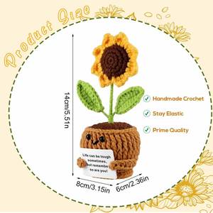 Positive Sunflower Handmade Crochet Potted Plant Emotional Tulip <b>Flower</b> <b>Support</b> Crochet Knitted Sunflower Crochet Sunflower - Product Image 4