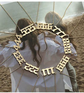 Collier personnalisé avec numéro d'ange en or, chaîne minimaliste, <span class=keywords><strong>111</strong></span>, <span class=keywords><strong>222</strong></span>, 333, 444, 555, 666, 777, 888, 999 - Product Image 2