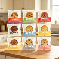 Sacs d'emballage personnalisés en plastique laminé de qualité alimentaire, transparents, thermoscellables, pour beignets, biscuits et gâteaux individuels