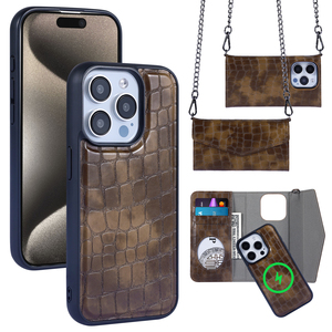 Cao Cấp Cá Sấu Kết Cấu Da Từ Ví Crossbody Điện Thoại Di Động Trường Hợp Và Túi Với Dây Đeo Cổ Cho Iphone 16 15 14pro Max - Product Image 3