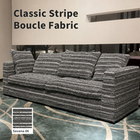 Tela de Jacquard de Poliéster para Tapicería de Sofás, Diseño Clásico a Rayas, Material Tejido Bouclé