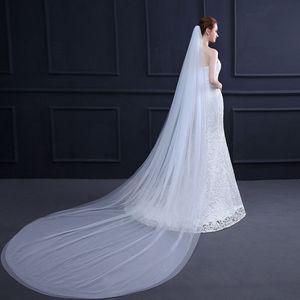 Semplice doppio strato coda lungo velo abito da sposa <span class=keywords><strong>accessori</strong></span> <span class=keywords><strong>con</strong></span> un pettine <span class=keywords><strong>per</strong></span> <span class=keywords><strong>capelli</strong></span> - Product Image 2