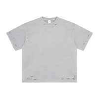 T-shirt surdimensionné en coton pour homme, sur mesure, avec un design vintage, effet délavé à l'acide, et style hip-hop.