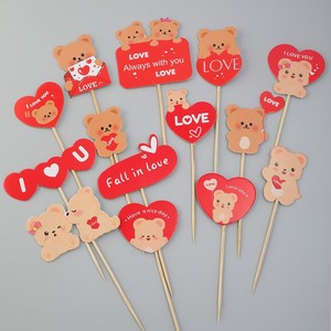 Set di Decorazioni per Torte e Cupcake a Forma di <span class=keywords><strong>Orsetto</strong></span> in Carta per San Valentino - Accessori per Pasticceria - Product Image 6