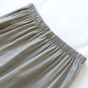 Set <span class=keywords><strong>Pigiama</strong></span> <span class=keywords><strong>Uomo</strong></span> in Doppio <span class=keywords><strong>Cotone</strong></span> 100% con Scollo a V e Lacci, Tinta Unita, Traspirante, Maniche Corte e Pantaloni per Hotel e Sauna - Product Image 5