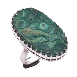 แหวนมรกตแบบหยาบทำด้วยมือเครื่องประดับ925แหวนเงินสเตอร์ลิงผู้ผลิต - Product Image 1