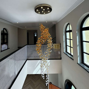 <span class=keywords><strong>Lustre</strong></span> long de décoration en spirale à double hélice de designer pour le salon <span class=keywords><strong>Lustre</strong></span> d'escalier d'hôtel à haut plafond - Product Image 1