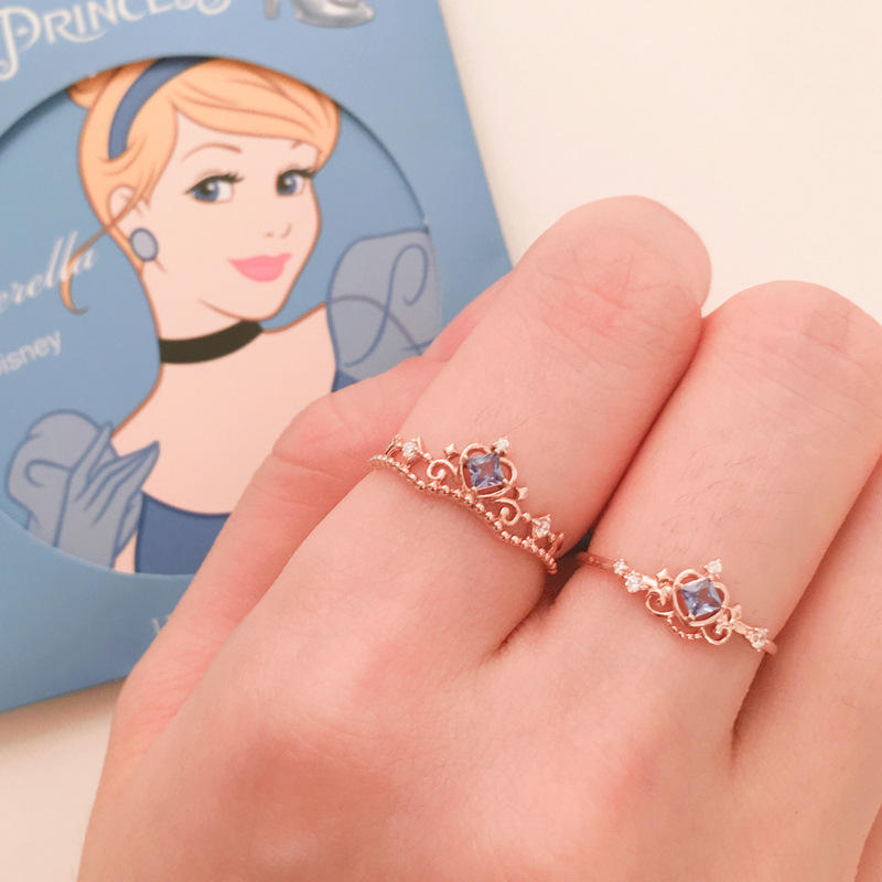 Fashion Design Princess Crown Rings Cartoon Brass Crown Shape CZ Zircon  Beautiful Gold Rings for Cute Girls Opp Bag Women's 1pcs