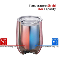 Gobelet à vin en acier inoxydable à double paroi avec couvercle, durable et isolé, 12 oz, tasses à café sans pied